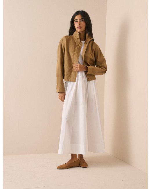 Nobody's Child Natural Camel Funnel Neck Trinity Bomber Jacket