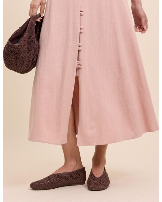Nobody's Child Pink Raffia Ballet Flats
