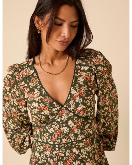 Nobody's Child Natural Ditsy Floral Remy Midi Dress