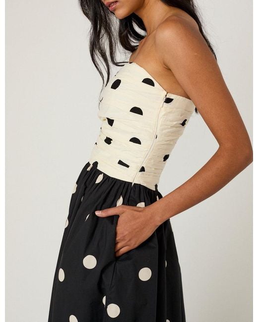 Nobody's Child White Monochrome Polka Dot Alice Midi Dress