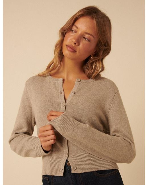 Nobody's Child Brown Crew Neck Cardigan