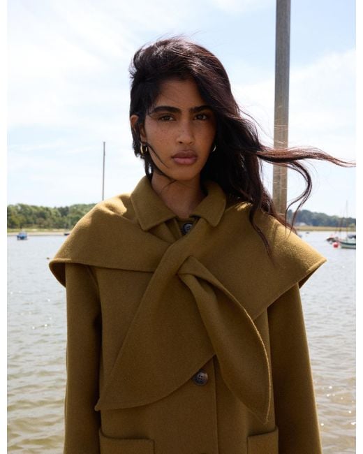 Nobody's Child Brown Wool-Blend Scarf Shawl Coat