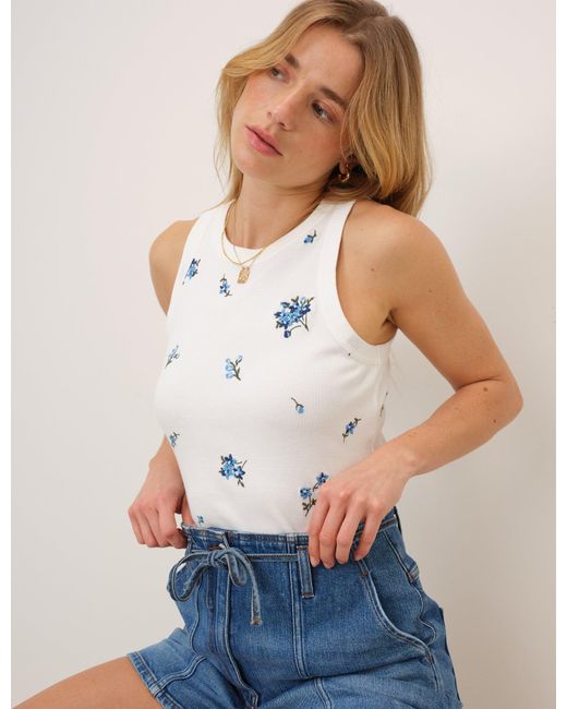 Nobody's Child White Flower Print Embroidered Vest