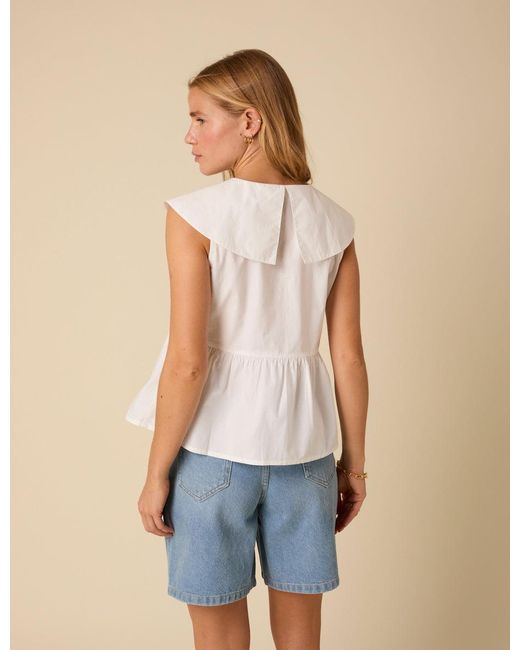 Nobody's Child Natural Tie Front Collared Blouse