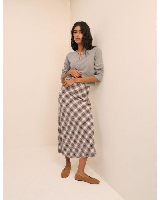 Nobody's Child Natural Check Midi Slip Skirt