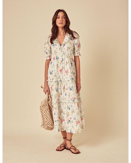 Nobody's Child White Elizabeth Scarlett Floral Aurelia Midi Dress