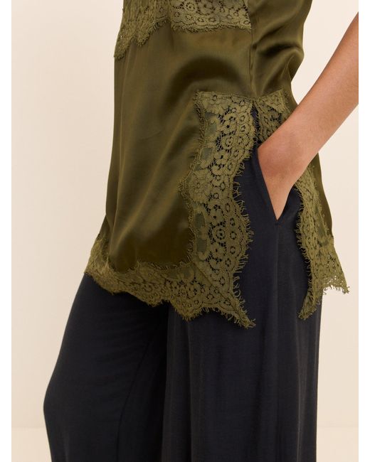 Nobody's Child Natural Lace Trim Satin Cami Top