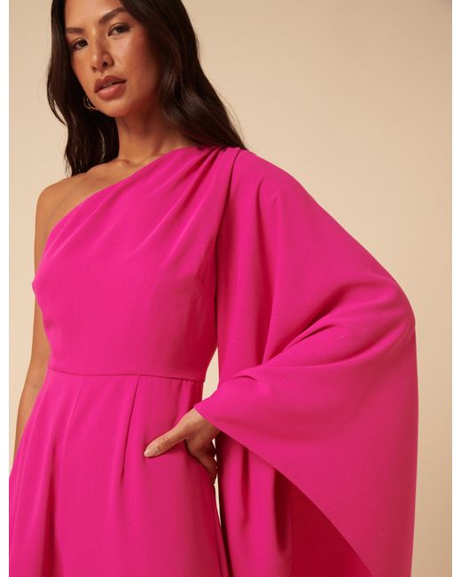 Nobody's Child Pink Nc X Lisou Crepe One Shoulder Jay Draped Jumpsuit