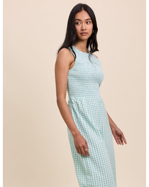 Nobody's Child Natural Mint Gingham Ruth Jumpsuit