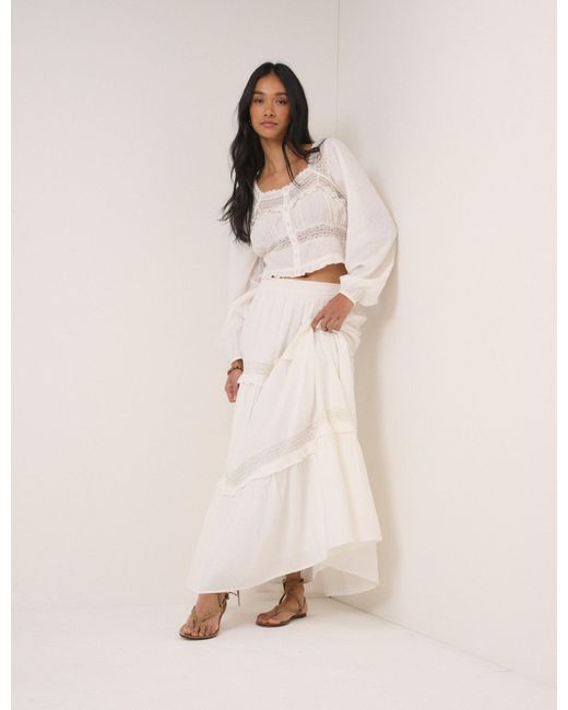 Nobody's Child Natural Tiered Midi Skirt