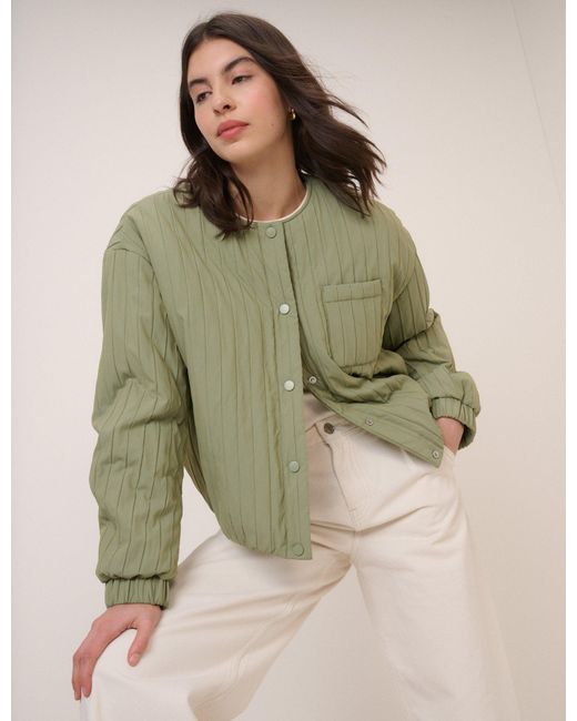Nobody's Child Natural Quilted Bomber Jacket