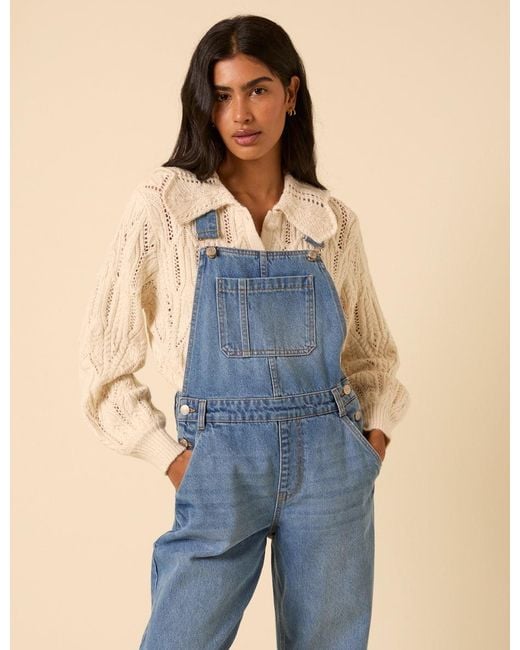 Nobody's Child Blue Denim Barrel Leg Dungarees