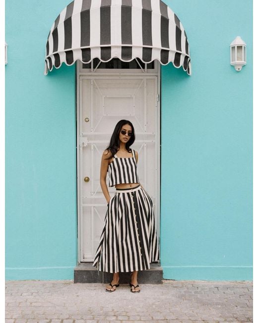 Nobody's Child Green Striped Midi Skirt