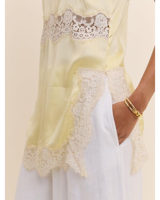 Nobody's Child Natural Butter Lace Trim Satin Cami Top