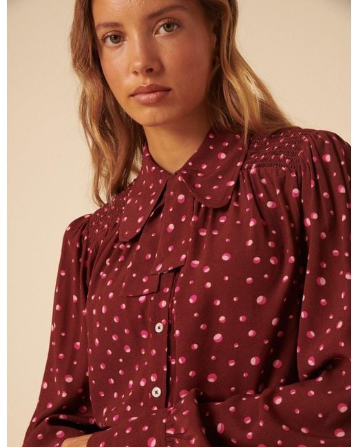 Nobody's Child Red Nc X Lisou Burgundy Crepe Statement Collar Blouse