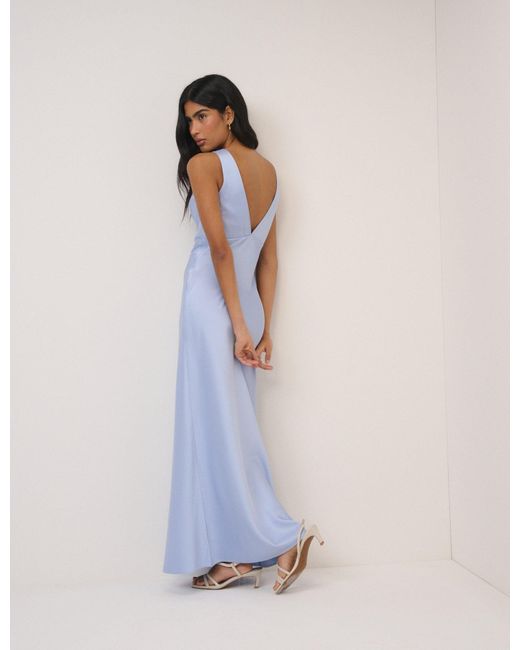 Nobody's Child Blue Soft Satin Joey Maxi Dress