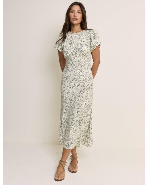 Nobody's Child Natural Ditsy Floral Sicily Midi Dress