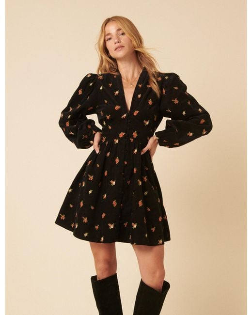 Nobody's Child Black Floral Embroidered Cord Starlight Mini Dress