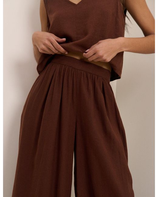 Nobody's Child Natural Linen-Blend Wide Leg Jerrow Trousers