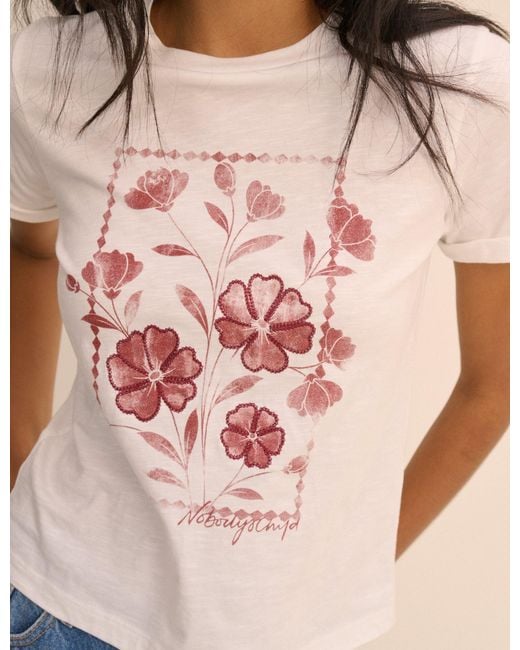 Nobody's Child Natural Floral Shrunken Faded Graphic T-Shirt