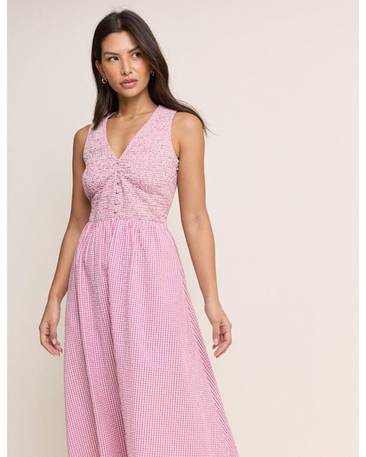Nobody's Child Pink Gingham Sleeveless Eliza Midi Dress