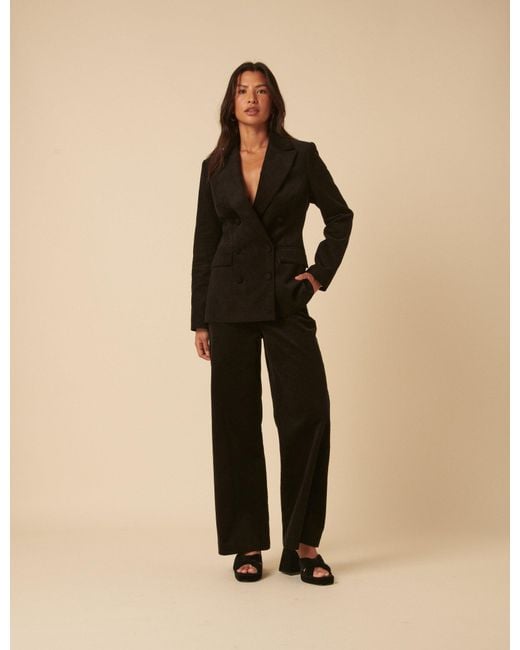 Nobody's Child Black Nc X Lisou Cord High Waist Wide Leg Trousers