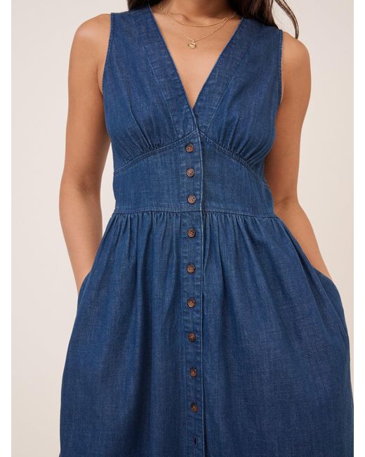 Nobody's Child Blue Dark Denim Sleeveless Starlight Midi Dress