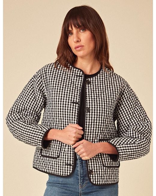Nobody's Child Gray Gingham Reversible Quilted Jacket