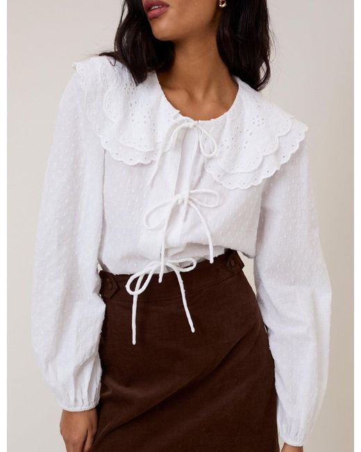 Nobody's Child Brown Peter Pan Collar Tie Front Blouse