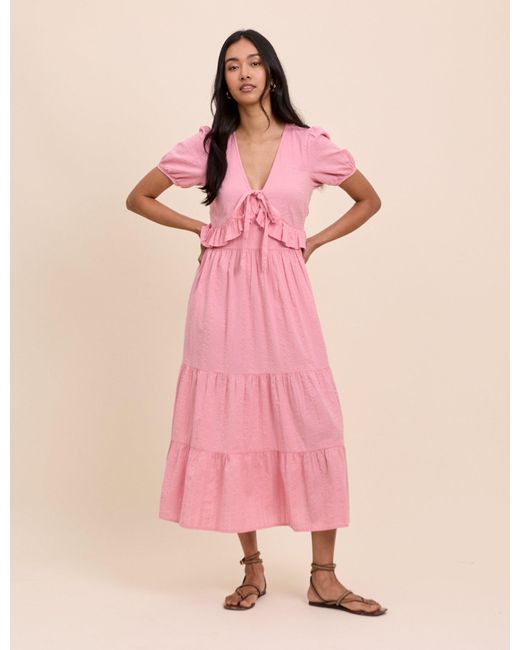 Nobody's Child Pink Light Tiered Katie Midi Dress