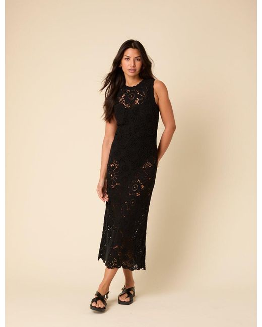 Nobody's Child Natural Crochet Olympia Midi Dress