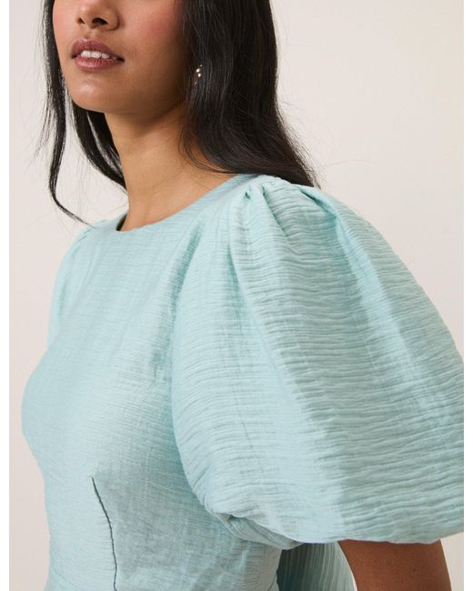 Nobody's Child Green Puff Sleeve Zola Midi Dress