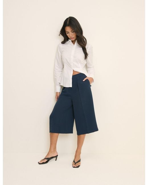 Nobody's Child Blue High Waisted Tailored Culottes