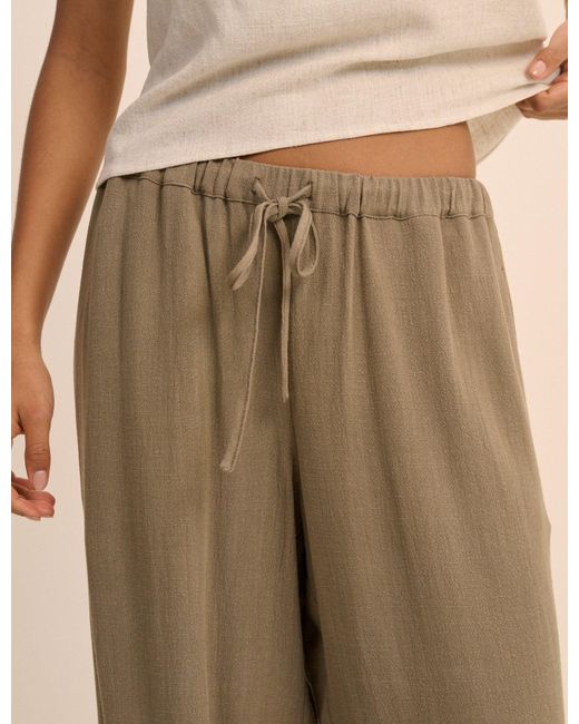Nobody's Child Natural Linen-Blend Low Waisted Straight Leg Trousers