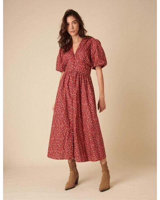 Nobody's Child Red Ditsy Floral Starlight Midi Dress