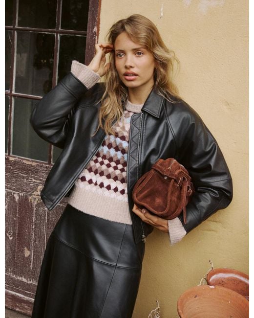 Nobody's Child Brown Leather Bomber Jacket
