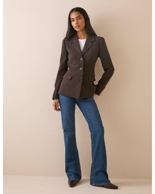 Nobody's Child Blue Single Breasted Cinched Blazer