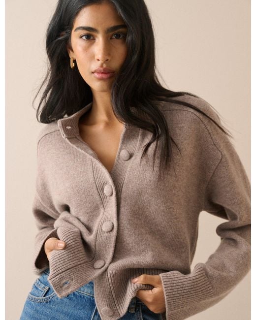 Nobody's Child Brown Light Wool Saddle Lily Cardigan