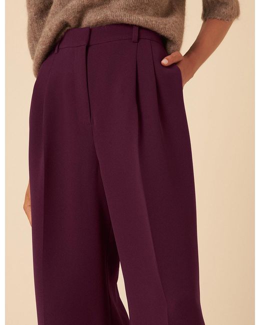 Nobody's Child Purple Burgundy Wide Leg Jax Crepe Trousers
