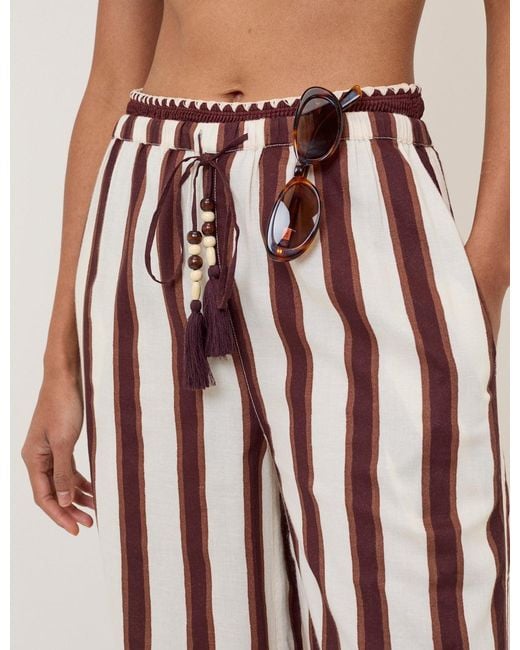 Nobody's Child White Striped Linen-Blend Wide Leg Trousers