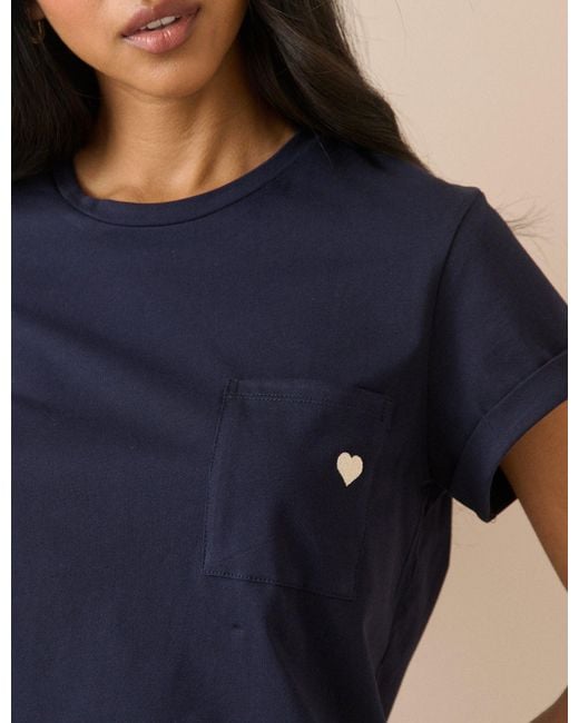 Nobody's Child Blue Heart Embroidered T-Shirt
