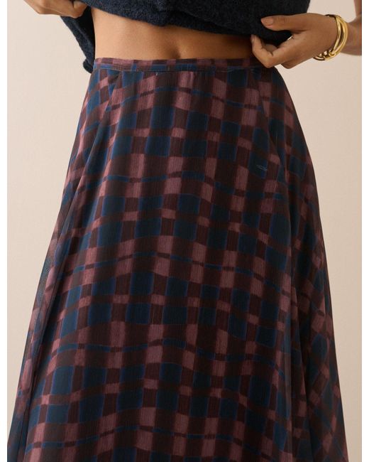 Nobody's Child Black And Burgundy Check Madden Maxi Skirt