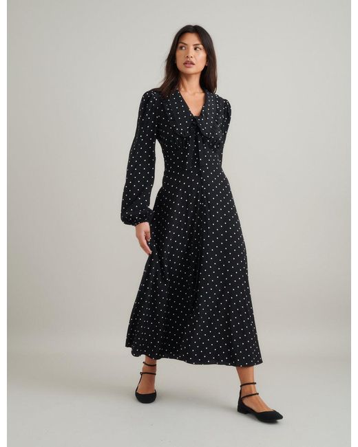 Nobody's Child Black Polka Dot Ottillie Midi Dress