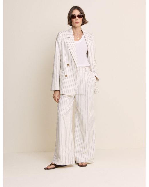 Nobody's Child Natural Pinstripe Double Breasted Blazer
