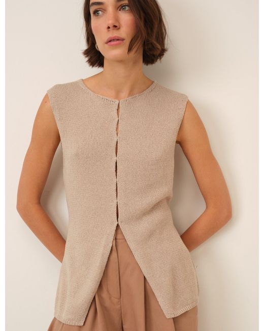 Nobody's Child Natural Linen-Blend Sleeveless Knitted Top