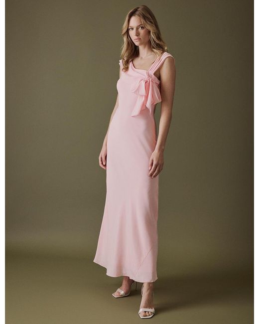 Nobody's Child Green Soft Asymmetric Neckline Midi Gardenia Dress