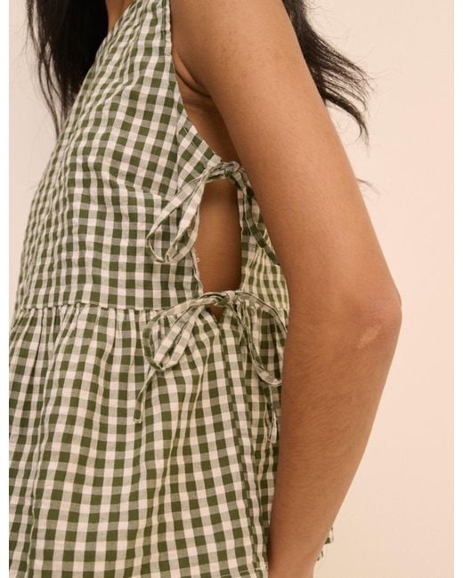 Nobody's Child Brown Gingham Side Tie Swing Top