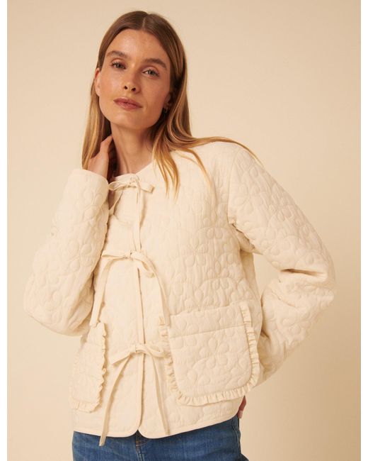 Nobody's Child Natural Tie-Front Quilted Jacket