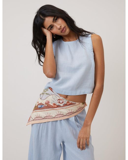 Nobody's Child White Light Linen-Blend Top