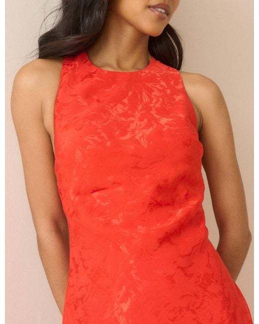 Nobody's Child Red Blood Jacquard Floral Miley Midi Dress